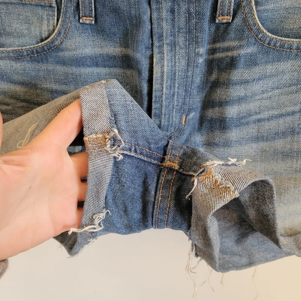 Madewell The Perfect Jean Short Short Raw Rolled Hem Stretch Denim Small 25